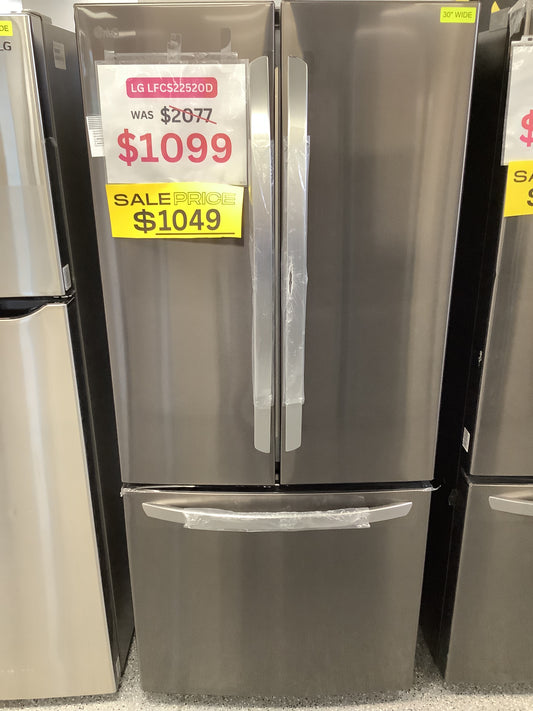 LG 30 in. W 22 cu. ft. French Door Refrigerator with Ice Maker in Dark Stainless Steel