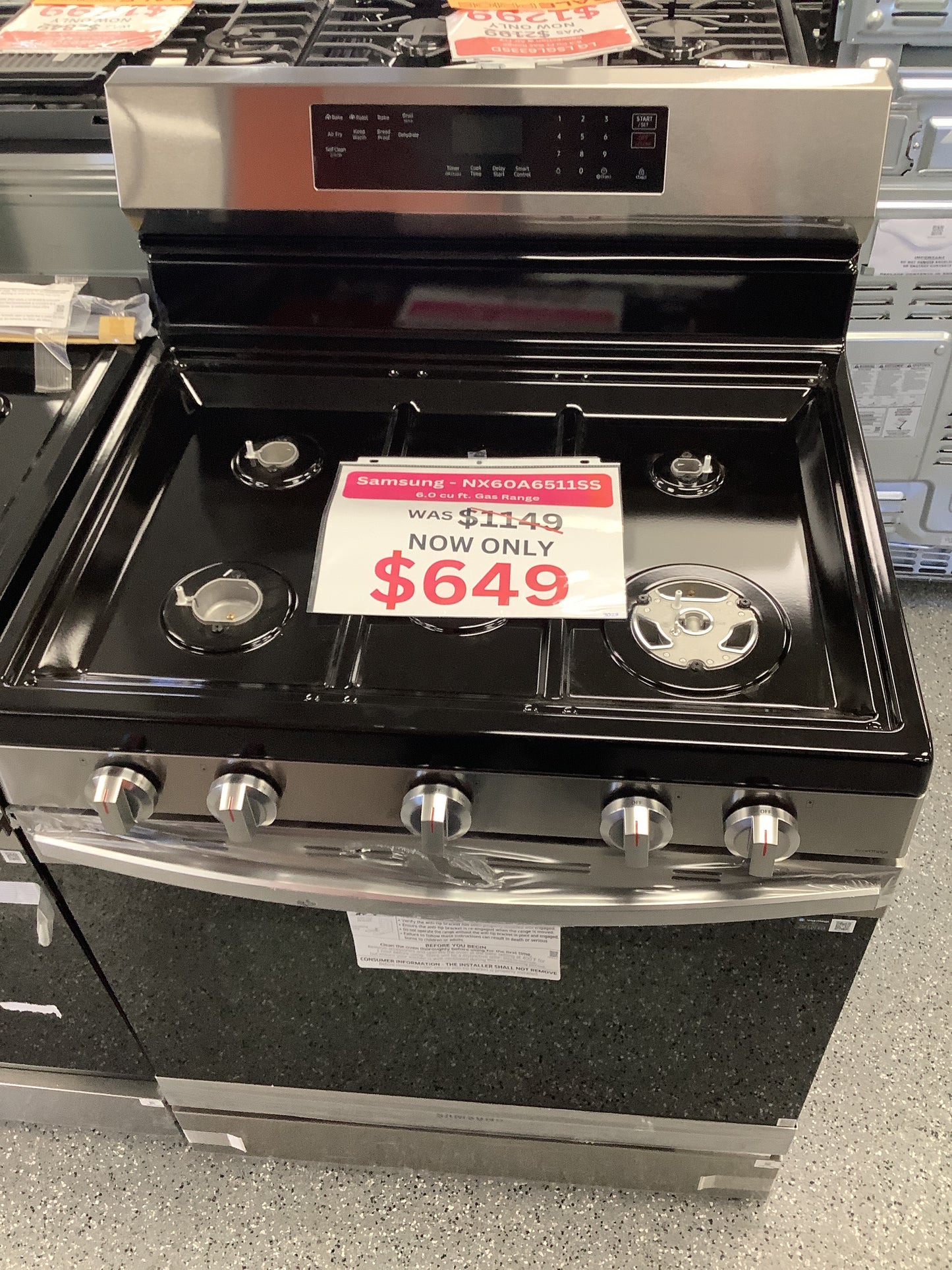 6.0 cu. ft. Smart Freestanding Gas Range with No-Preheat Air Fry & Convection in Stainless Steel