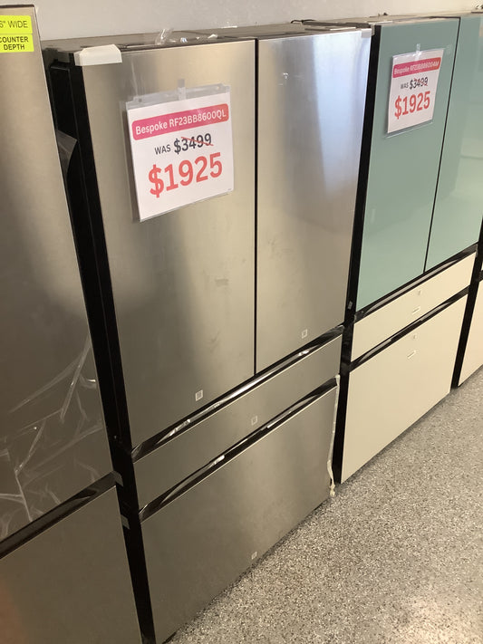 Samsung - Bespoke 23 cu. ft. Counter Depth 4-Door French Door Refrigerator with Beverage Center - Stainless steel