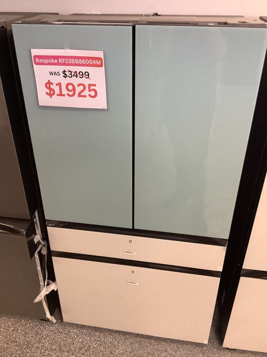 Samsung - Bespoke 23 cu. ft. Counter Depth 4-Door French Door Refrigerator with Beverage Center - Morning Blue Glass