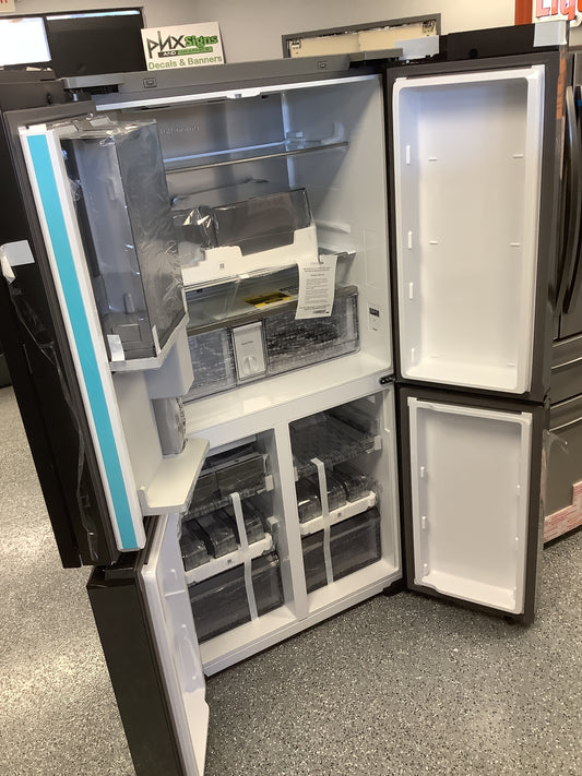 Samsung - Bespoke 23 Cu. Ft. 4-Door Flex French Door Counter Depth Refrigerator with Beverage Zone and Auto Open Door - Stainless Steel