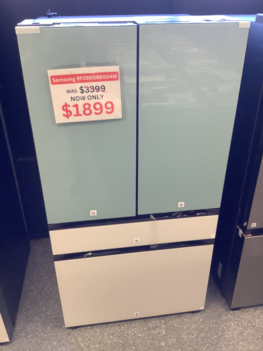 Samsung - Bespoke 29 cu. ft 4-Door French Door Refrigerator with Beverage Center - Morning Blue Glass