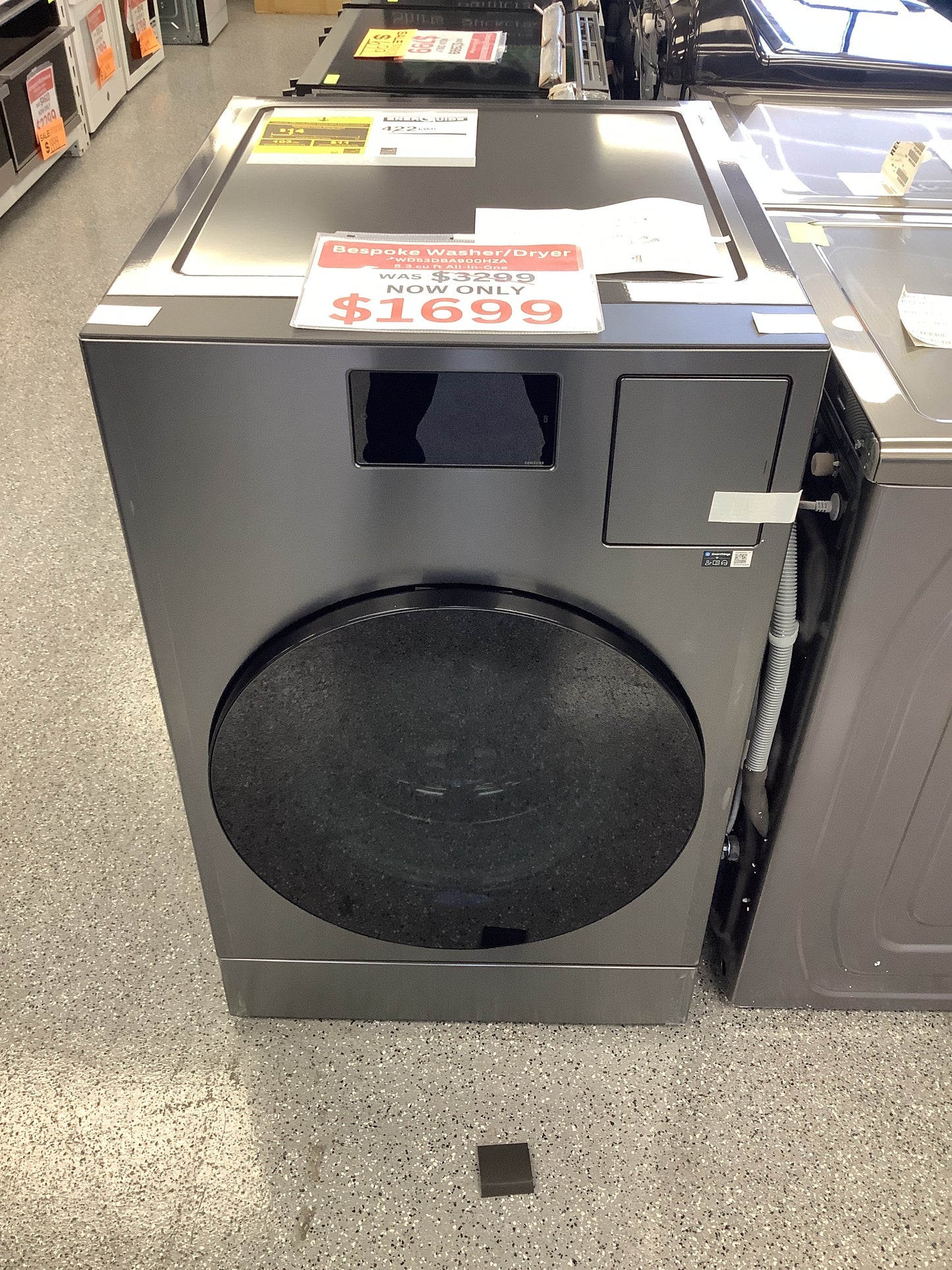 Samsung - Bespoke AI Laundry Combo 5.3 Cu. Ft. All-in-One Washer with Super Speed and Ventless Heat Pump Electric Dryer - Dark Steel