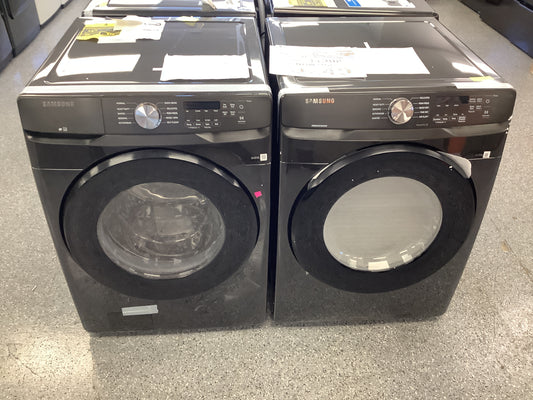 4.5 cu. ft. Front Load Washer with Vibration Reduction Technology+ in Black Stainless Steel & Samsung 7.5-cu ft Reversible side swing Stackable Electric Dryer (Fingerprint Resistant Black Stainless Steel)