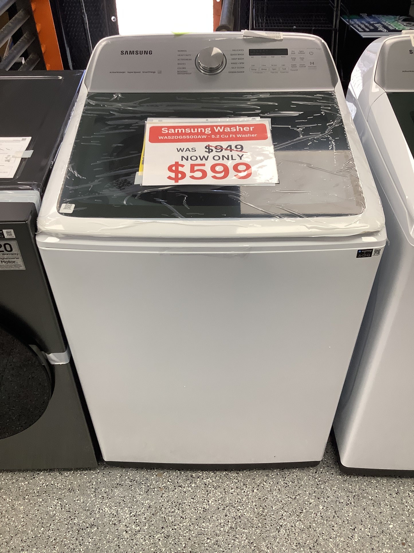 Samsung 5.2 cu. ft. Large Capacity Smart Top Load Washer with Super Speed Wash - White