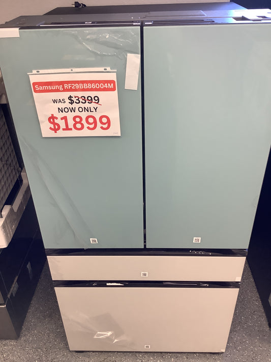 Samsung - Bespoke 29 cu. ft 4-Door French Door Refrigerator with Beverage Center - Morning Blue Glass