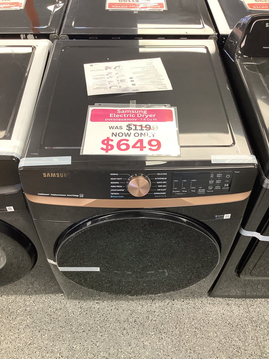 Samsung - 7.5 cu. ft. Smart Electric Dryer with Steam Sanitize+ and Sensor Dry - Brushed black