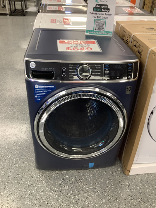 GE 5.0 cu. ft. Smart Sapphire Blue Front Load Washer with OdorBlock UltraFresh Vent System with Sanitize and Allergen