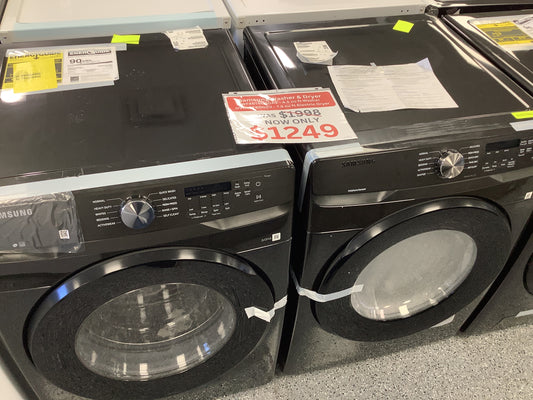 4.5 cu. ft. Front Load Washer with Vibration Reduction Technology+ in Black Stainless Steel & Samsung 7.5-cu ft Reversible side swing Stackable Electric Dryer (Fingerprint Resistant Black Stainless Steel)