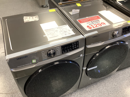 4.5 cu. ft. Large Capacity Smart Front Load Washer with Super Speed Wash in Platinum & 7.5 cu. ft. Smart Electric Dryer with Steam Sanitize+ in Platinum